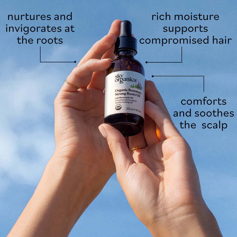 Sky Organics - Organic Rosemary Oil with Strong Roots - Hair Growth Serum with Macadamia Jojoba & Essential Oils for Scalp - Natural Beauty and Hair Care - 2 fl oz