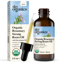 Sky Organics - Organic Rosemary Oil with Strong Roots - Hair Growth Serum with Macadamia Jojoba & Essential Oils for Scalp - Natural Beauty and Hair Care - 2 fl oz